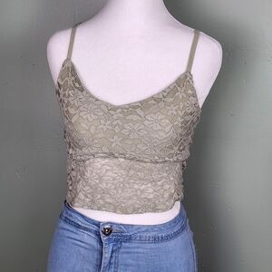 Hollister Olive Lace Cropped Cami
